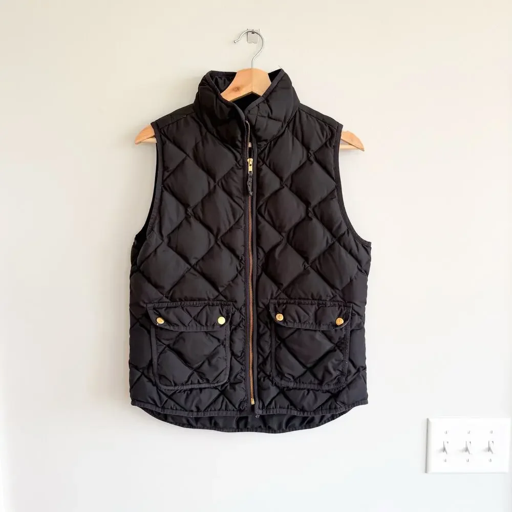 J. Crew Excursion Zip Up Mock Neck Outdoor Casual Quilted Vest Black S